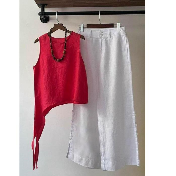 Set bộ linen áo ghile và quần dài trẻ trung , chất vải linen mềm mát, thích hợp du lịch dã ngoại
