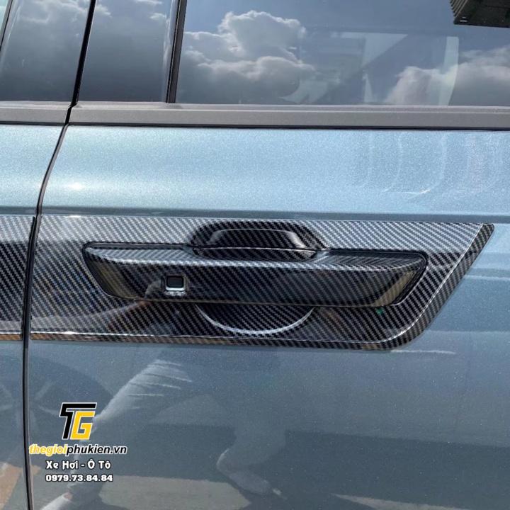 Bộ ốp tay nắm cửa, hõm cửa xe Kia Carnival vân Carbon