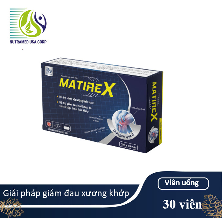 Viên uống hỗ trợ xương khớp MATIREX Forte - GIẢI PHÁP HỖ TRỢ GIẢM ĐAU XƯƠNG KHỚP GIÚP TÁI TẠO SỤN KHỚP VÀ XƯƠNG DƯỚI SỤN - NHÀ MÁY LIÊN DOANH VỚI MEDINEJ USA , ĐẠT CHUẨN GMP-WHO
