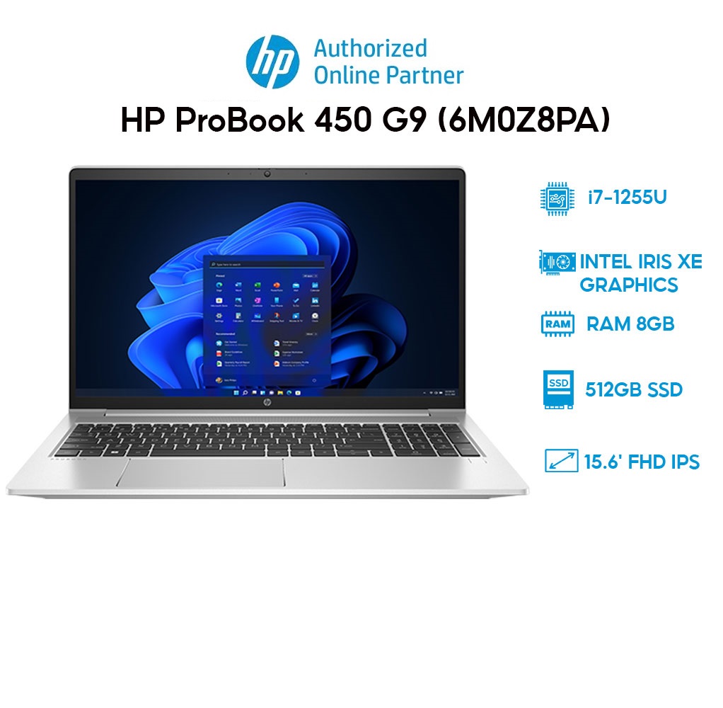 Laptop HP ProBook 450 G9 (6M0Z8PA) (i7-1255U | 8GB | 512GB | Intel Iris Xe Graphics | 15.6' FHD | Win 11) Hàng chính hãng