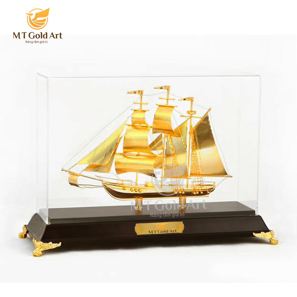 Mô hìnnh thuyền mạ vàng MT Gold Art(305 x 118x 225 mm) M03- Hàng chính hãng, trang trí nhà cửa, phòng làm việc, quà tặng sếp, đối tác, khách hàng, tân gia, khai trương 