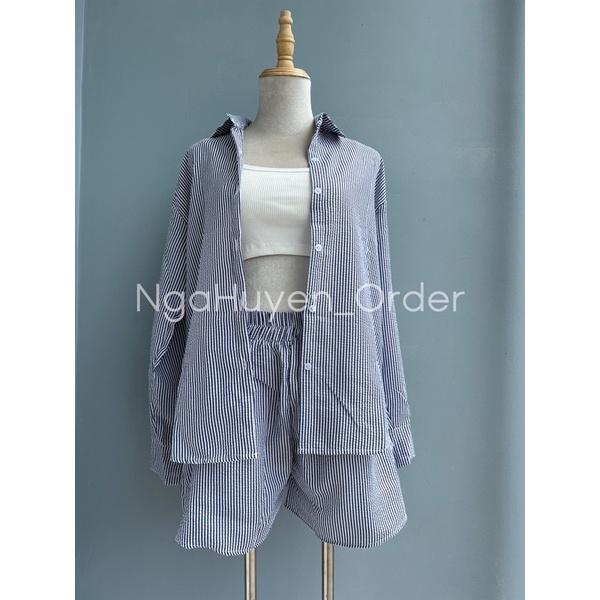 Nguyên set SƠMI XỐP màu pastel dài tay năng động thời trang mua hè 2022
