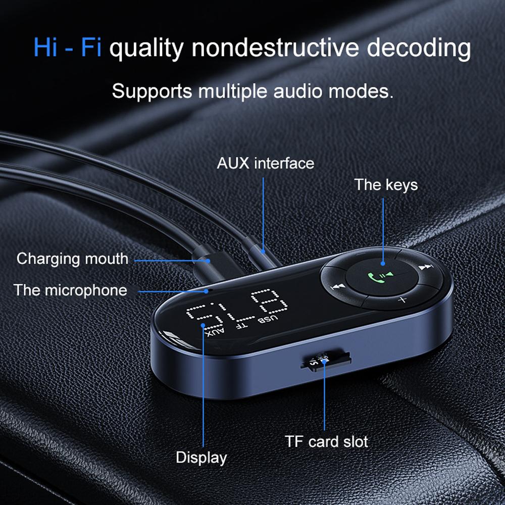 Car FM Transmitter Convenient Auto BT Audio Receiver Portable Car Driving Handsfree Call Accessory