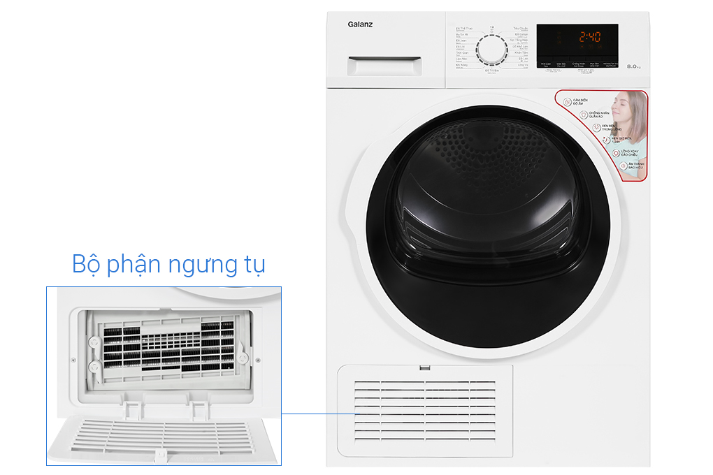 Máy sấy ngưng tụ Galanz 8 Kg DC-80S5C - Hàng chính hãng - Chỉ giao HCM