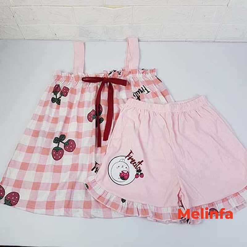 Bộ đồ ngủ pijamas nữ, bộ mặc nhà hai dây bản to quần short vải cotton nhiều màu mã VABD0150
