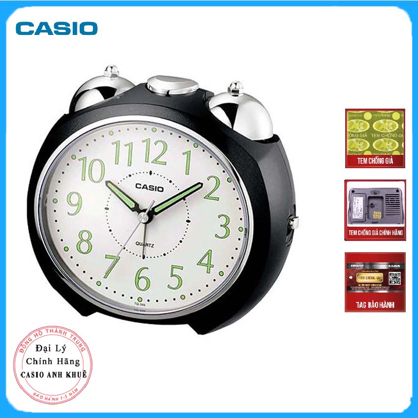 Đồng Hồ Để Bàn Casio TQ-369-1DF Có Đèn - Chuông Báo Thức - Kích Thước
