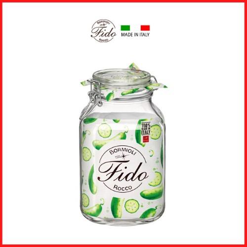 ITALY-Hủ thủy tinh lớn làm kombucha, đựng hạt, ngũ cốc, muối dưa nắp cài kín hơi FIDO - Bormioli Rocco - 3L