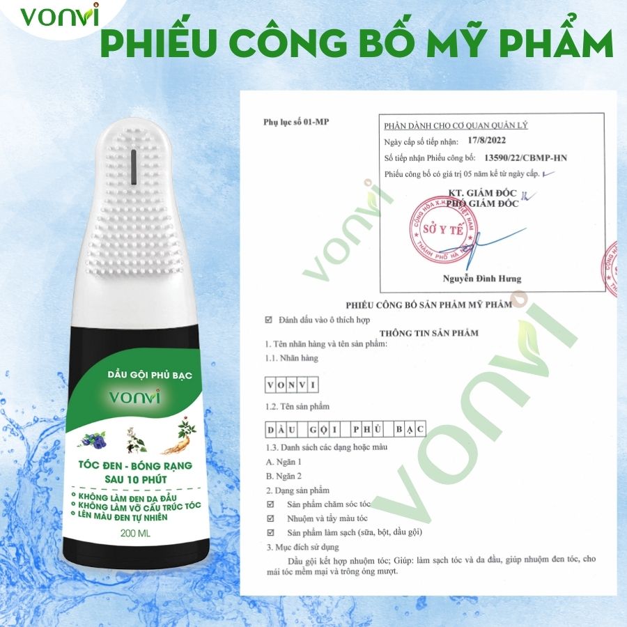 Lược nhuộm tóc thông minh đen tóc VONVI nhuộm tóc đen phủ bạc trong 10 phút 200ml