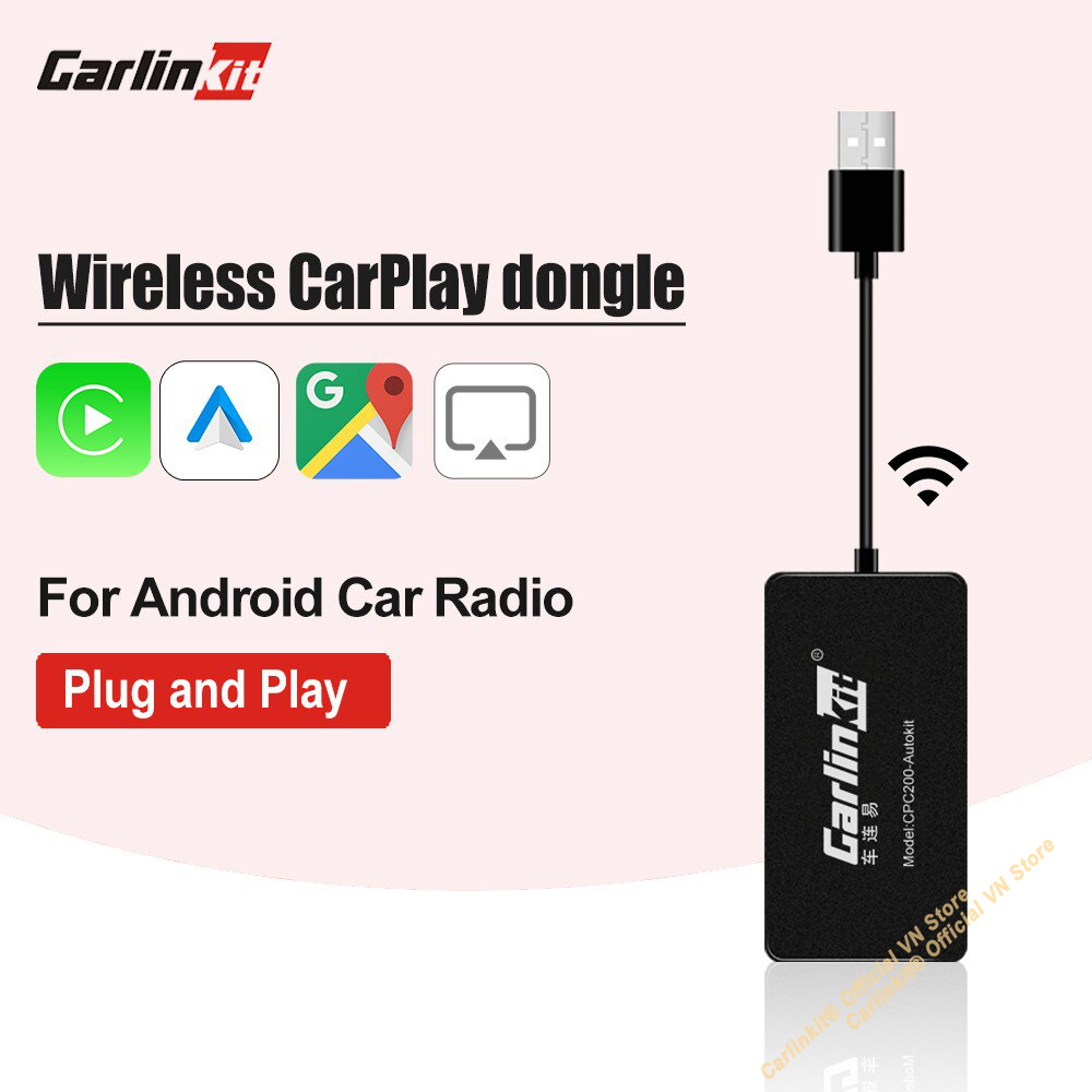 Carlinkit CPC200-AutoKit (MỚI NHẤT)-Bộ Adapter chuyển đổi Apple Carplay có dây sang Apple Carplay không dây cho xe hơi màn Android