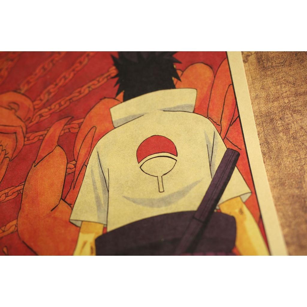 Tranh giấy trang trí decor tấm poster hoạt hình naruto họa tiết sasuke và madara kích thước 50.5x35cm KONOHA