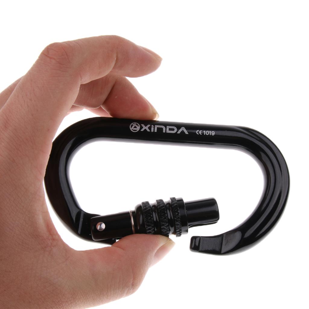 1pcs Outdoor Carabiner O-Shaped Buckle Climbing Carabiner Clip 8-25KN Black