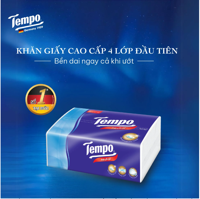 [MUA 14 LỐC TẶNG 1 LỐC GVS 3 LỚP VÀ 1 LỐC KHĂN GIẤY BẾP DẠNG RÚT] Khăn Giấy Rút Tempo 4 Lớp Bền Dai Thương Hiệu Đức