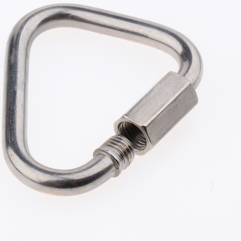 2X Outdoor Triangle Stainless Steel Carabiner Camping Keychain Quick Link 6mm