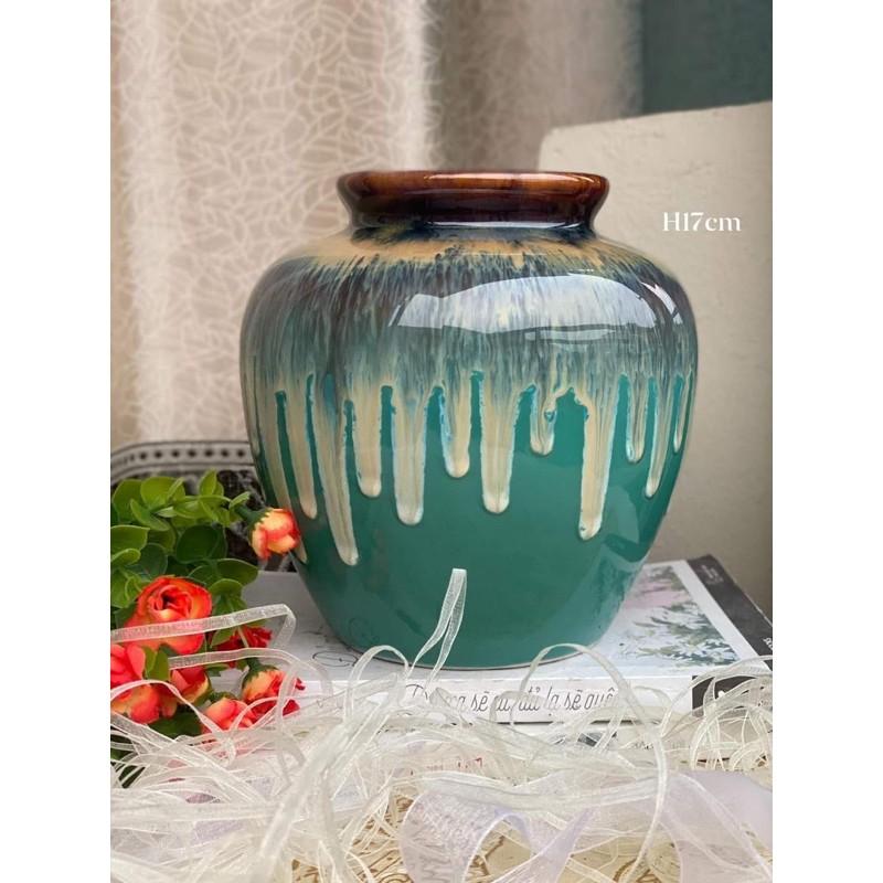 Bình cắm hoa men hỏa biến, dáng vo vuốt thủ công. Gốm sứ Bát Tràng