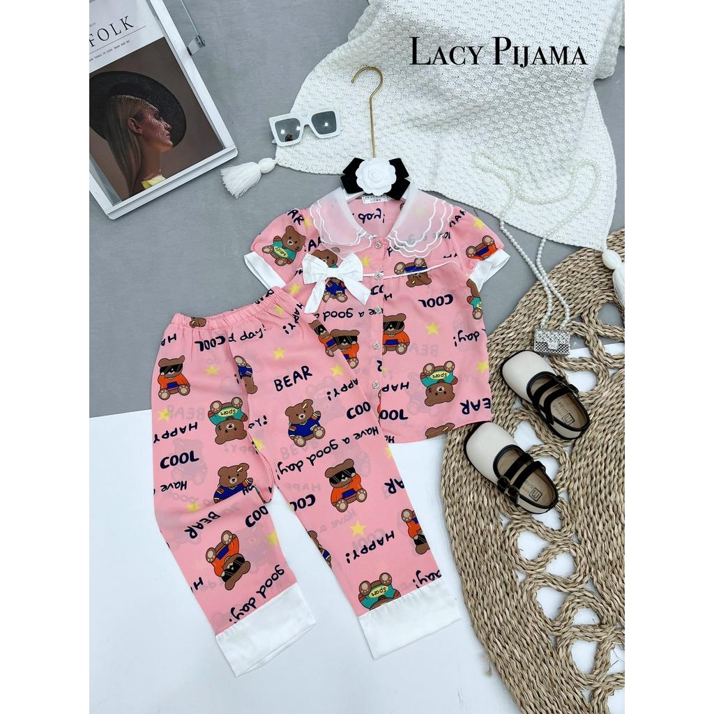 Đồ bộ bé gái, bộ pijama ngắn tay quần dài cho bé gái size 18-30kg chất lụa mango mềm mát