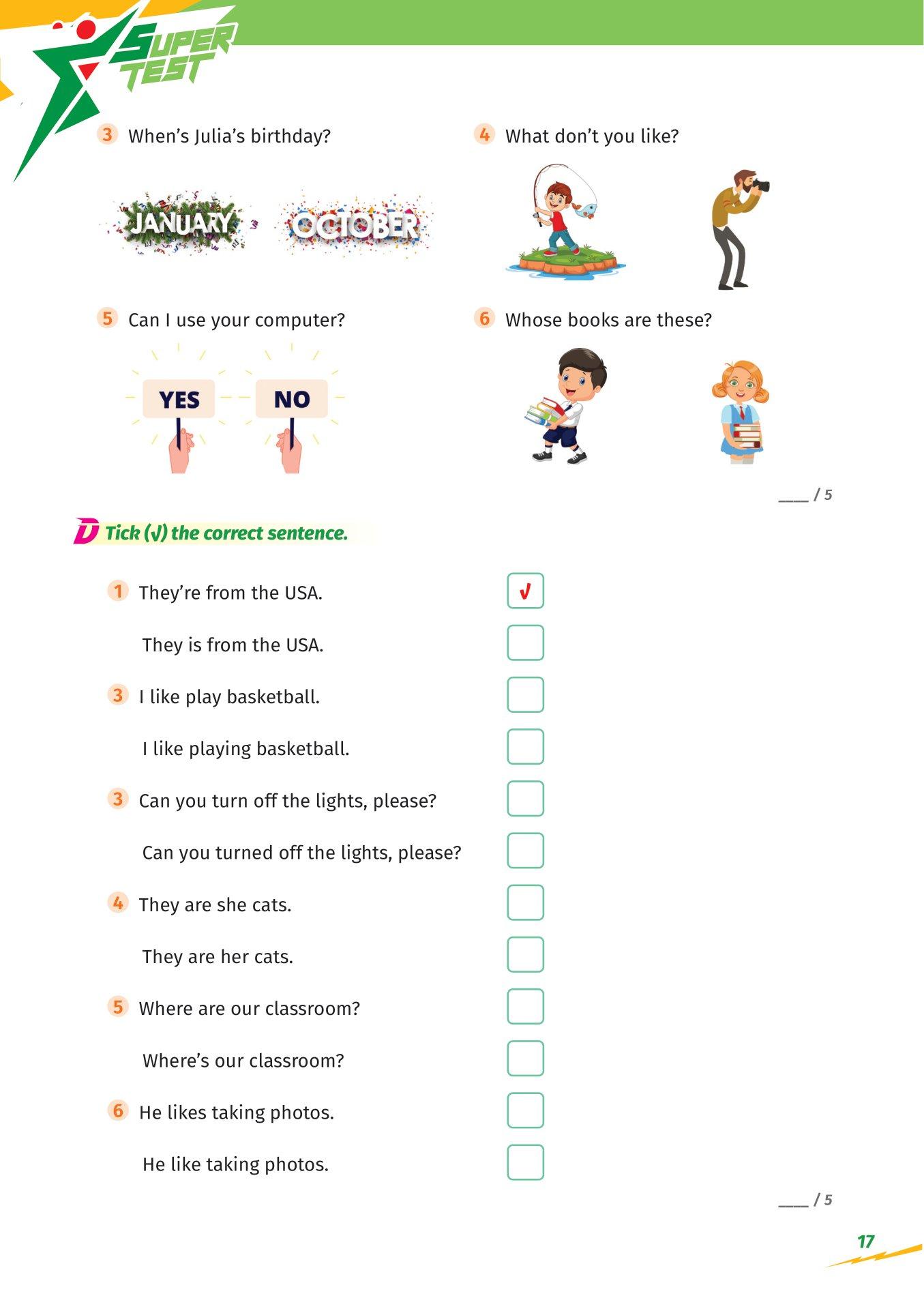 Super Test - Đề Kiểm Tra Nhanh Tiếng Anh Cho Học Sinh Lớp 4