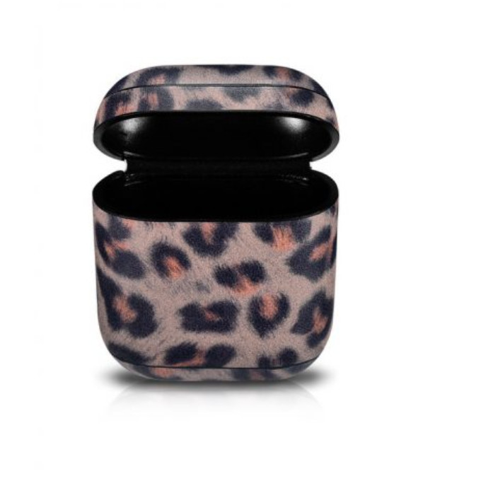 Leopard Pattern Leather Airpods Case - Hàng chính hãng