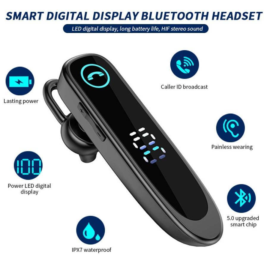 A20 Không Dây Bluetooth Âm Thanh Nổi Đơn Kinh Doanh Tai Tai Nghe Có Màn Hình LED Hiển Thị Điện Thoại Rảnh Tay Lái Xe Tai Nghe Có Mic