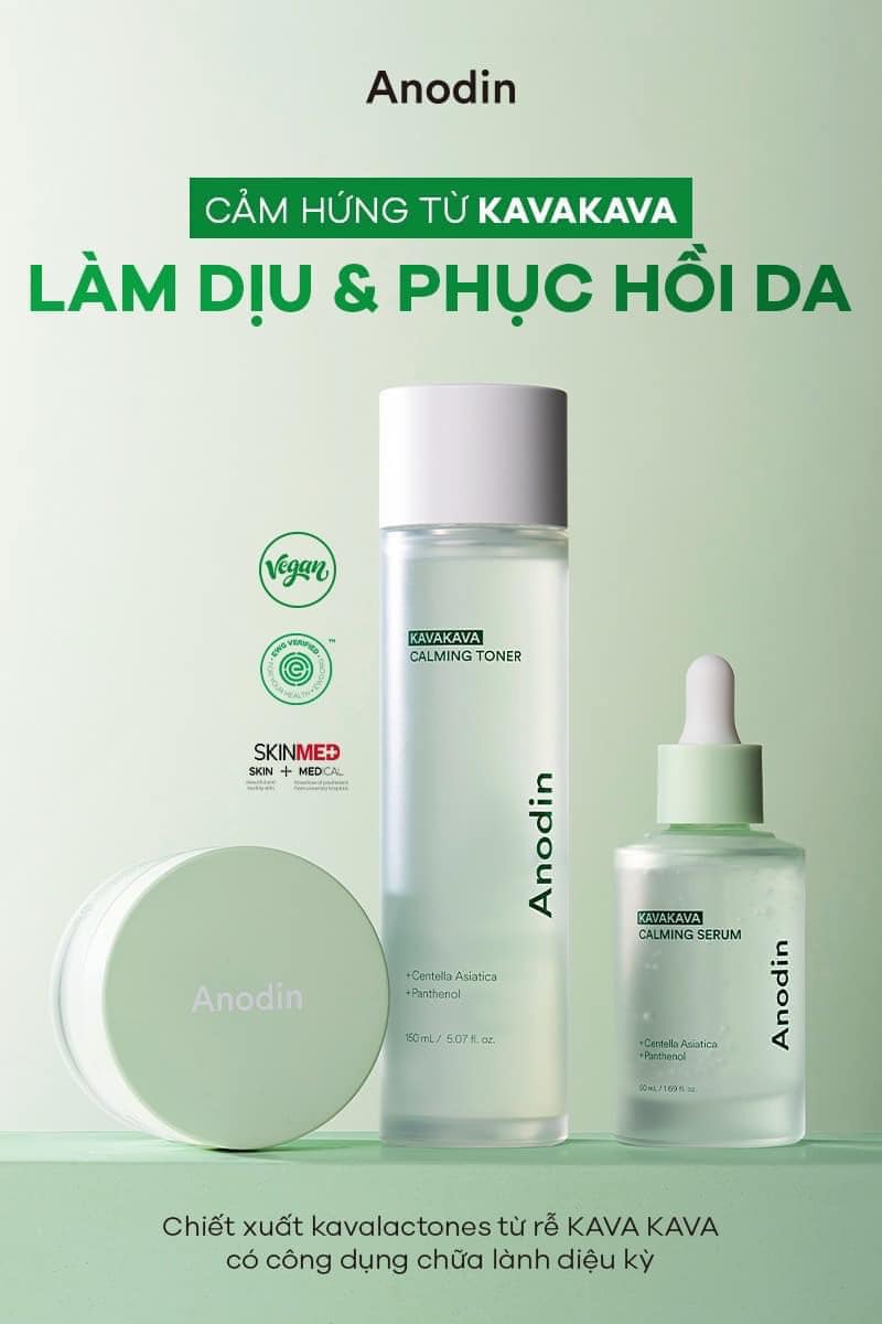 Toner dưỡng da cân bằng làm dịu và cấp ẩm chiết xuất rau má Anodin KavaKava Caliming Toner 150ml - Hàn Quốc