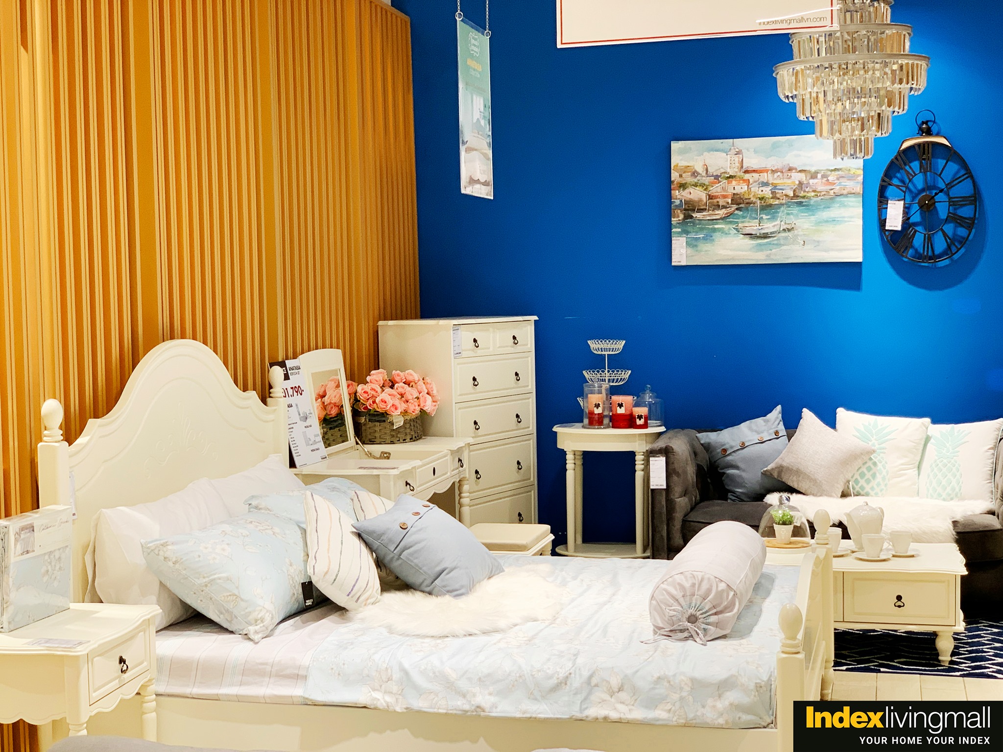 Giường 5 Ft. 153x198cm ANASTASIA Màu Trắng Index Living Mall
