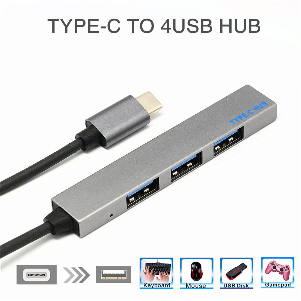 Cáp chuyển Type C ra 4 cổng USB - HUB USB Type c to 4 Port USB