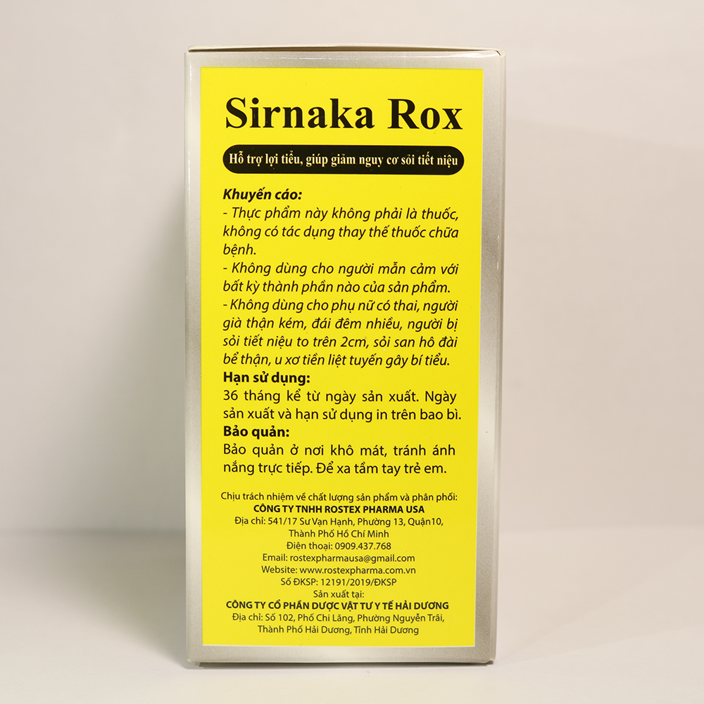 Sirnaka Rox lợi tiểu, giảm nguy cơ sỏi thận, sỏi tiết niệu - Hộp 10 gói thành phần Cao Kim tiền thảo, Cao đặc Râu mèo