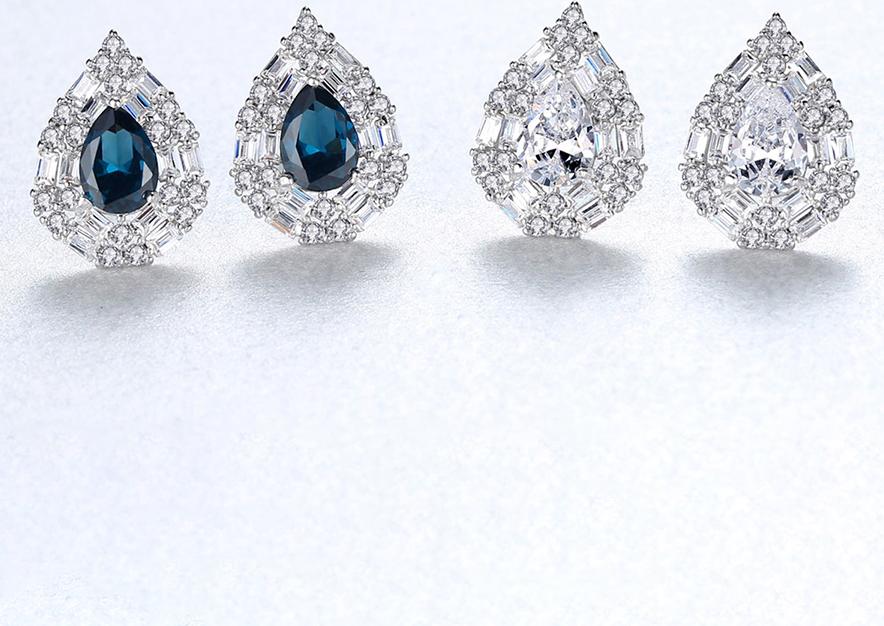 Bông tai hoa tai bạc nữ cao cấp đính đá tự nhiên bằng bạc s925 thật B2416 Bảo Ngọc Jewelry