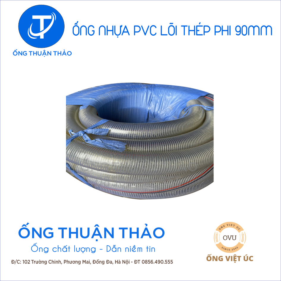 Ống Nhựa PVC Lõi Thép Phi 90mm CUỘN 30 MÉT - Hàng Nhập Khẩu