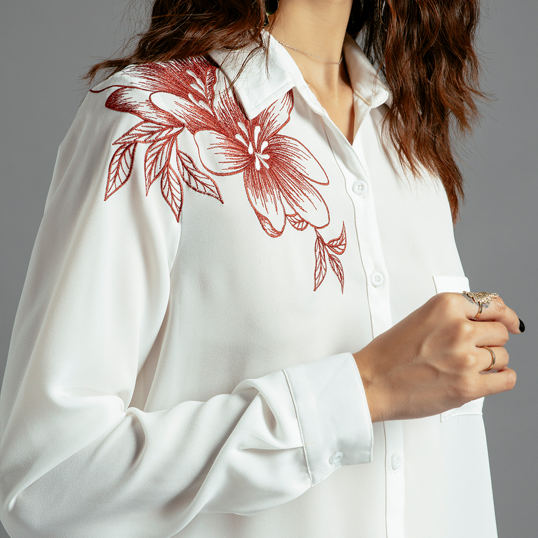 Áo Sơ Mi Nữ Oversized Áo Thêu TOP120 Thời trang thiết kế Hity