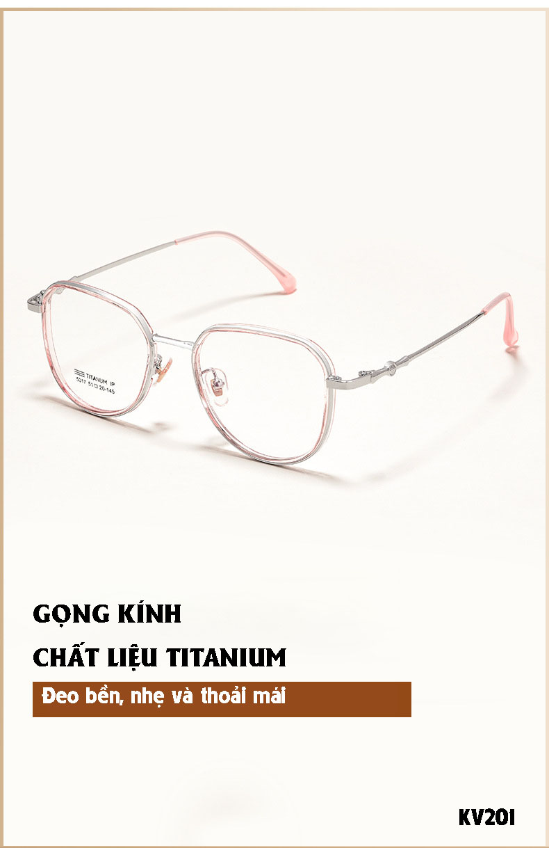 KAVI 201 - Kính Chống Ánh Sáng Xanh Gọng Titanium Mắt Kính Siêu Trơn Chống Bám Nước