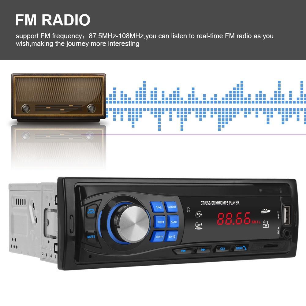 Máy nghe nhạc MP3 MMC SD FM âm thanh nổi lưu trữ bộ nhớ Bluetooth 4.0 hỗ trợ thẻ nhớ TF USB AUX 1 Din EQ cho xe hơi