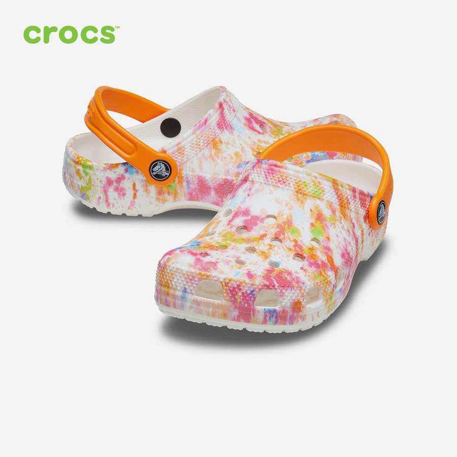 Giày lười trẻ em Crocs FW Classic Clog Kid Tie Dye Graphic Orange Zing/Multi - 206995-83B