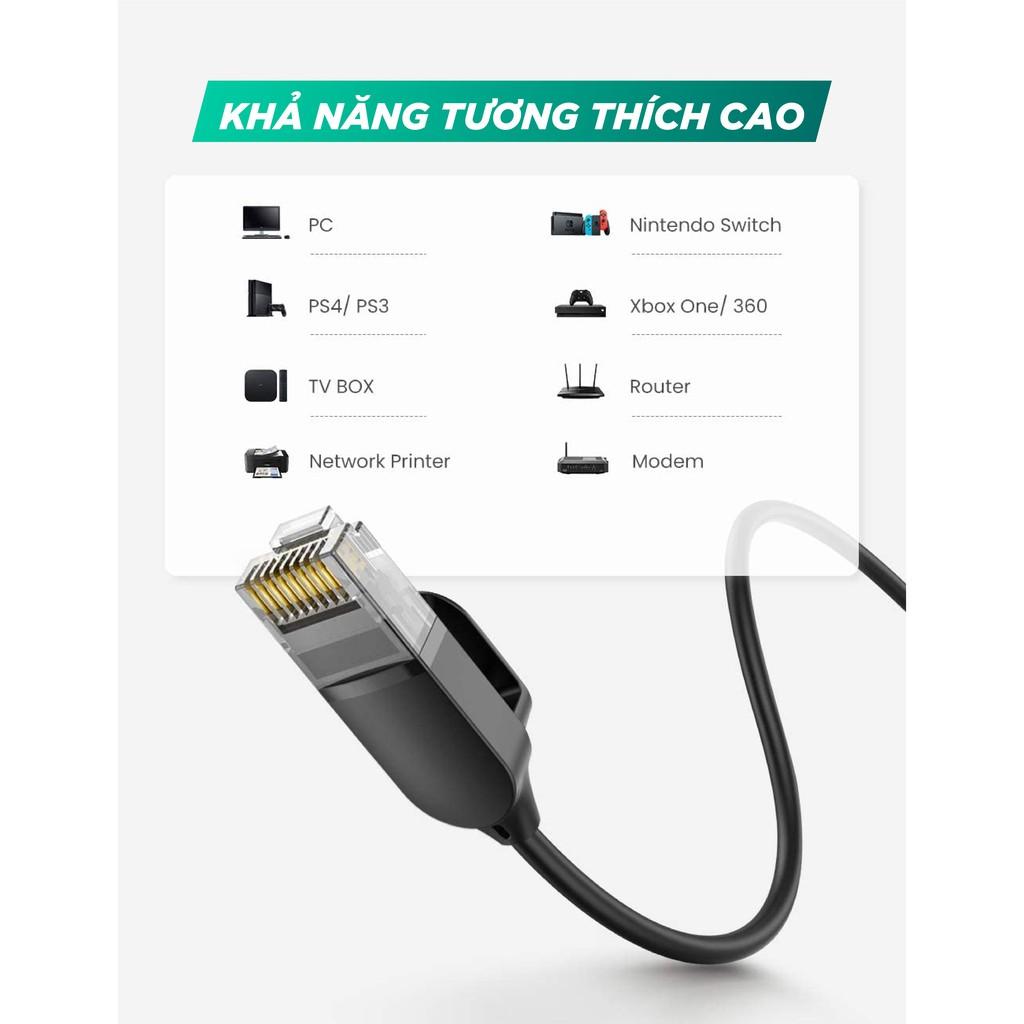 Dây cáp mạng Ethernet chuẩn CAT6A đầu cắm RJ45 siêu mỏng, hỗ trợ tốc độ nhanh lên đến 10Gbps dài từ 0.5-2m UGREEN NW122 - Hàng chính hãng