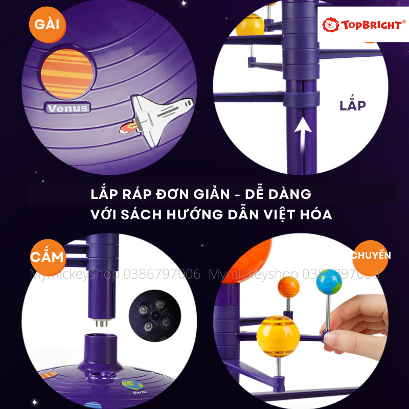 Bộ đồ chơi mô hình lắp ráp khoa học Top Bright các hành tinh hệ mặt trời Science Can Solar System