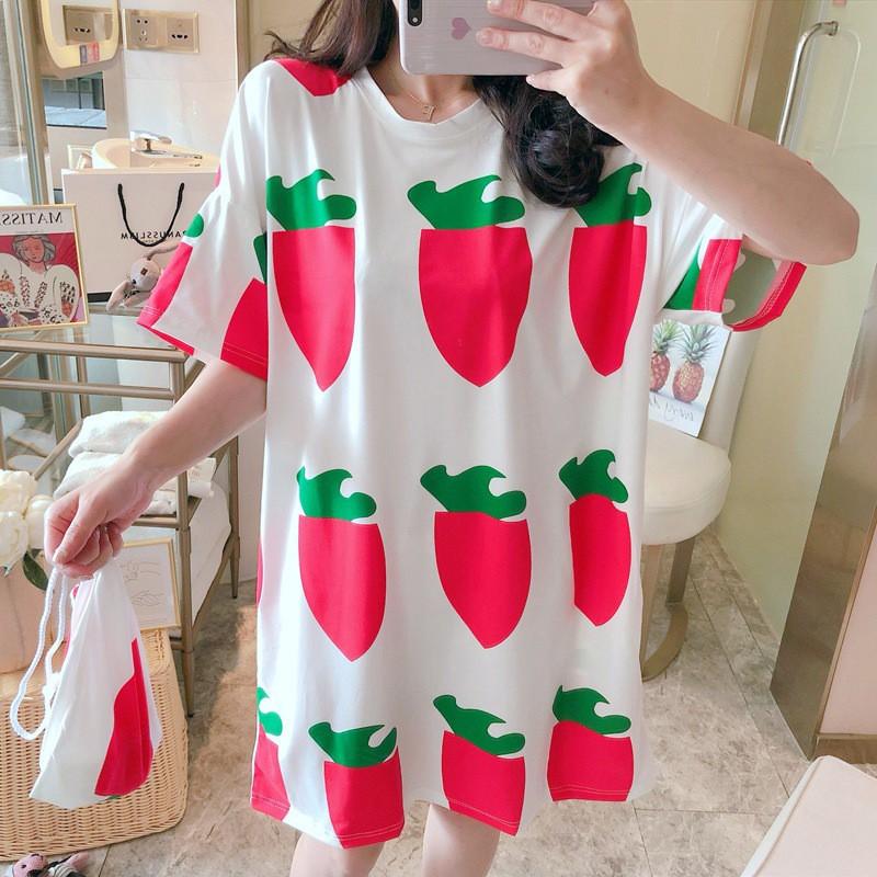 Đầm Ngủ Ngắn Tay Dáng Rộng Xinh Xắn Dành Cho Nữ