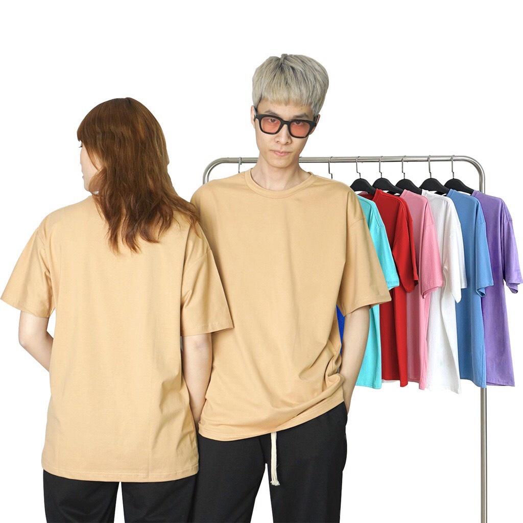 Áo Thun Tay Lỡ Lửng Vải Cotton Dày Đẹp Màu Be Nam Nữ Free Size