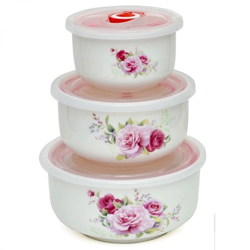 Bộ 3 Thố Sứ Lạnh Cao Cấp Có Hút Chân Không Hộp Đựng Sang Trọng