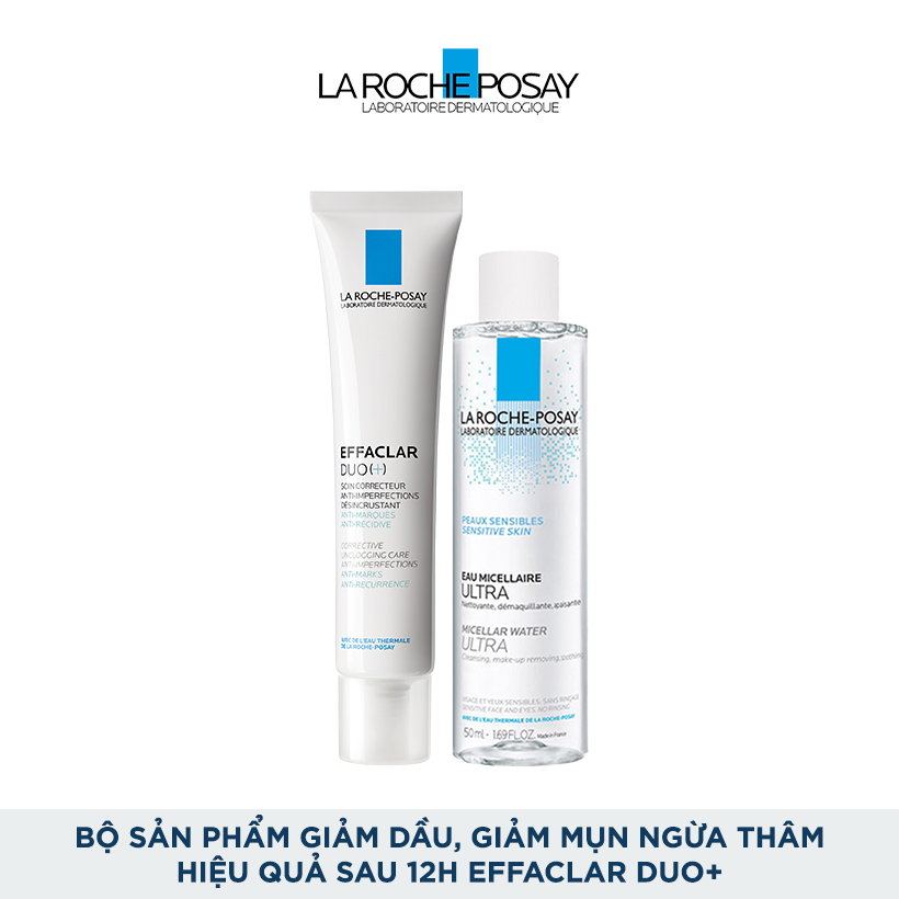 Bộ sản phẩm giảm dầu, giảm mụn ngừa thâm hiệu quả sau 12h La Roche-Posay Effaclar Duo+