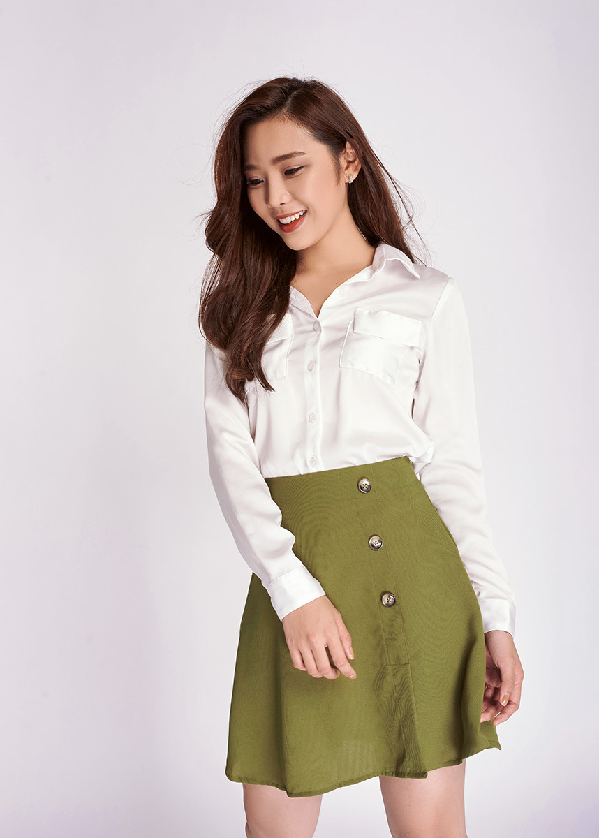 Chân váy lụa chéo MAYBI - Skater A Skirt