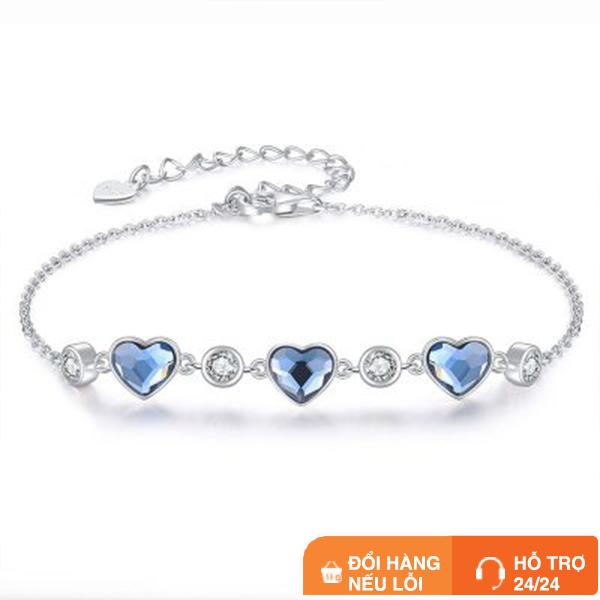 Lắc Tay Bạc Nữ Lylysilver Đính Đá Hình Trái Tim