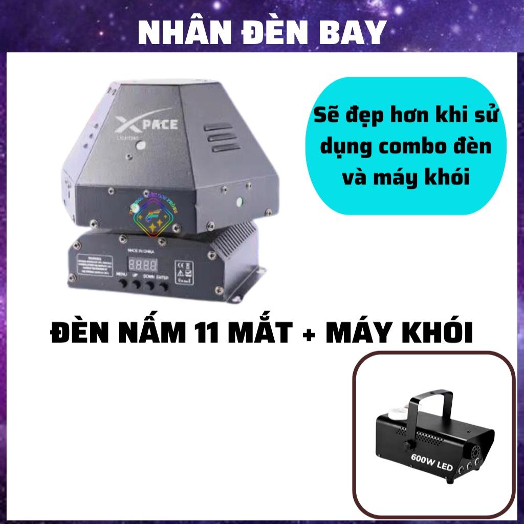 Đèn Laser Moving Nấm 11 Mắt Xoay 360 Độ Cảm Biến Nhạc Cho Phòng Bay, Phòng Karaoke, Sân Khấu