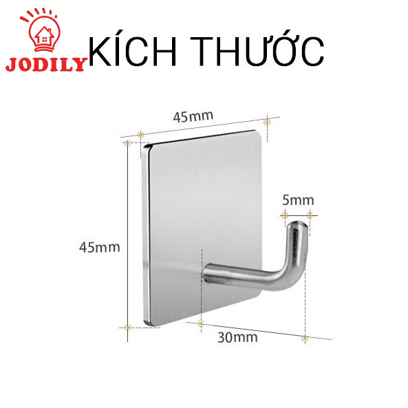 Móc INOX 304 Treo Đồ nặng, treo thớt, nồi niêu INOX 304 Dán Mọi Bề Mặt