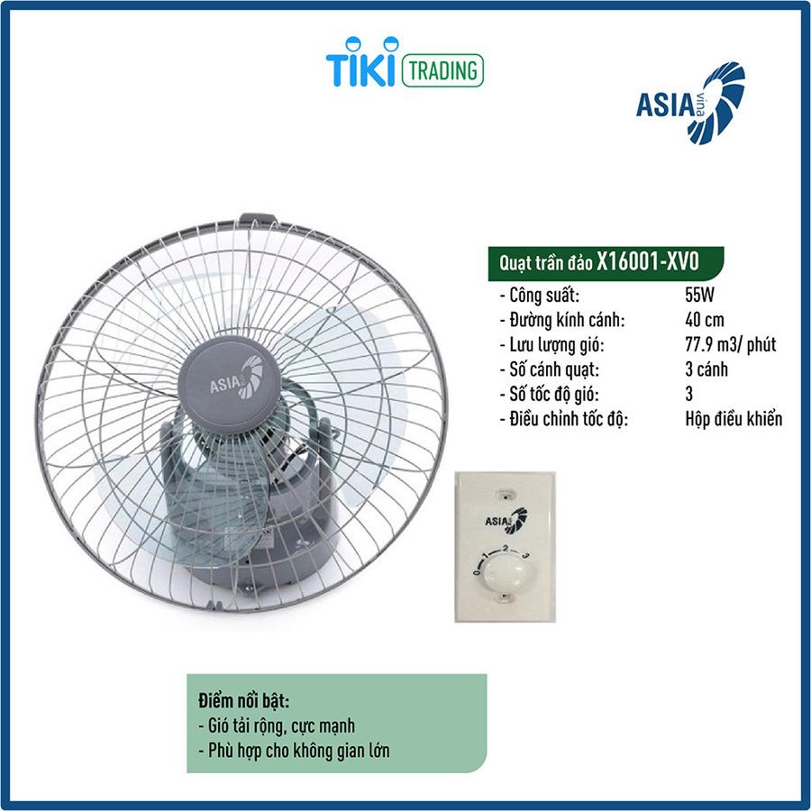 Quạt trần đảo ASIAvina X16001-XV0 - Xám (55W) - Hàng chính hãng