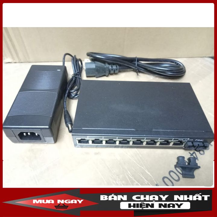 Bộ chia mạng 8 cổng (switch Poe) + 1 cổng quang Fiber hỗ trợ cho camera IP Poe