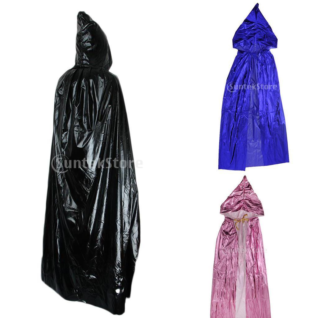 Adults Metallic Hooded Cape Cloak Robe Halloween Gothic Witch Costume
