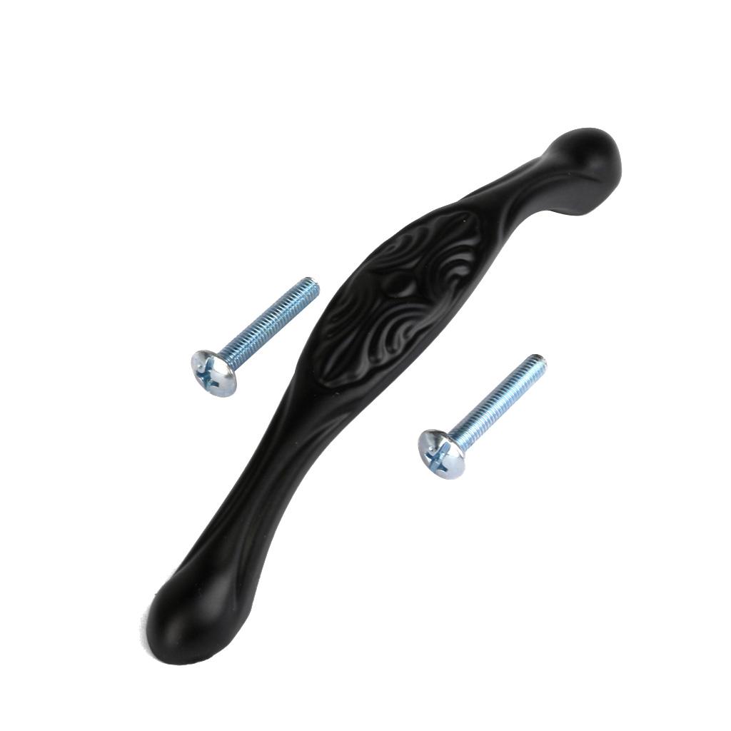 12.3 x 1.7cm Cabinet Door Drawer Bin Handle Pull Knob Hardware Black