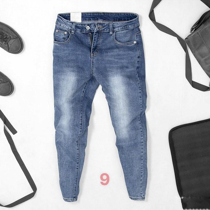 Quần jean nam trơn màu xanh bạc form ôm slimfit hàn quốc - skymen 09
