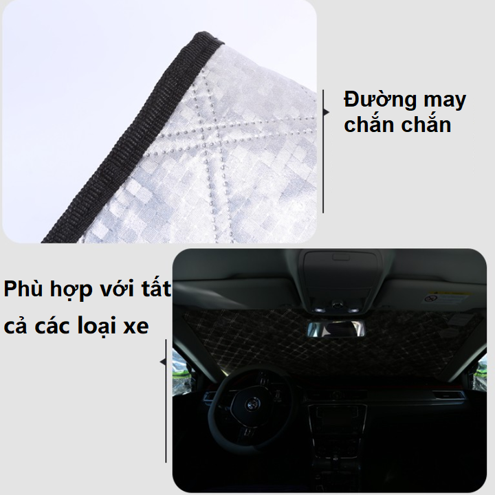Tấm, bạt chắn nắng kính lái xe ô tô A551 tích hợp thêm 2 tai chụp bảo vệ gương chiếu hậu