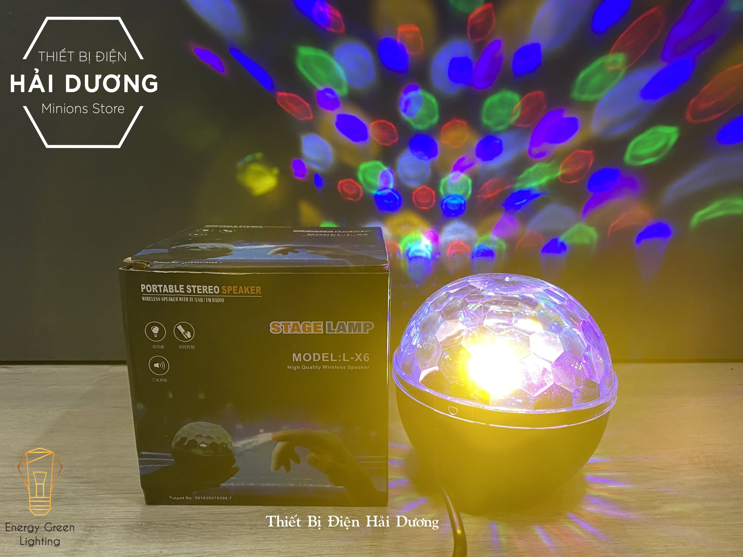 Đèn LED Sân Khấu Pha Lê Mini RGB L-X6 - Dải Led Chuyển Động Đa Màu Sắc - Cảm Ứng Nháy Theo Điệu Nhạc - Có Điều Khiển