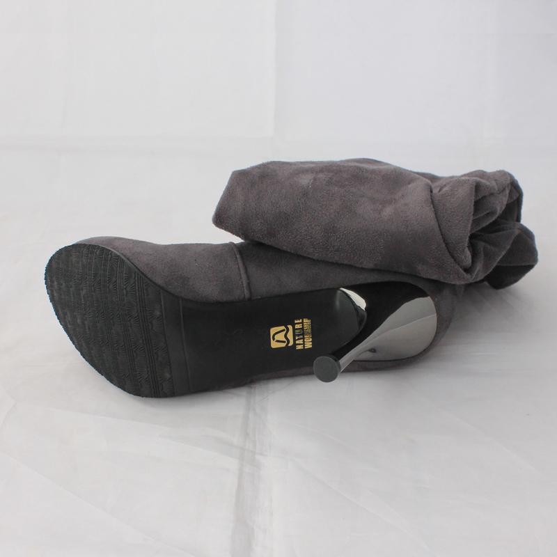 Bán Dài Thời Trang Giày Cho Nữ Da Nubuck Gợi Cảm Stovepipe Dài Giày Trên Đầu Gối Giày Cao Gót Giày Bốt Nữ size 34-43